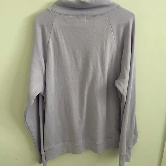 J. Crew Women's SZ XL Light Blue Button Mock Neck Sweatshirt Pullover Fleece Top - Picture 4 of 7